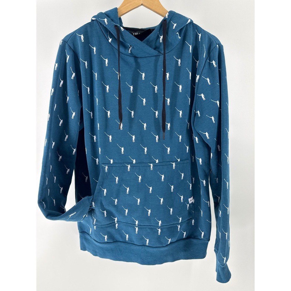 No Laying Up Wayward Drive Hoodie Mens Medium Navy Golf Multiprint Logo NLU‎